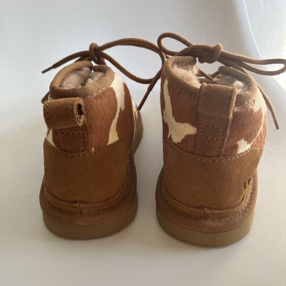 UGG NEUMEL Cow Print Boots Chukka ANKLE Chestnut & White Women's 8 - Picture 9 of 15
